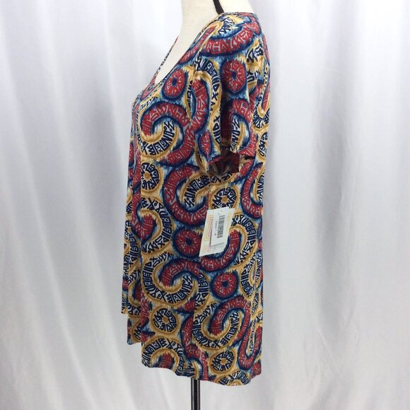 NWT LuLaRoe Classic T Top Womens Size Medium Geometric Red Blue Short Sleeve - Picture 4 of 10